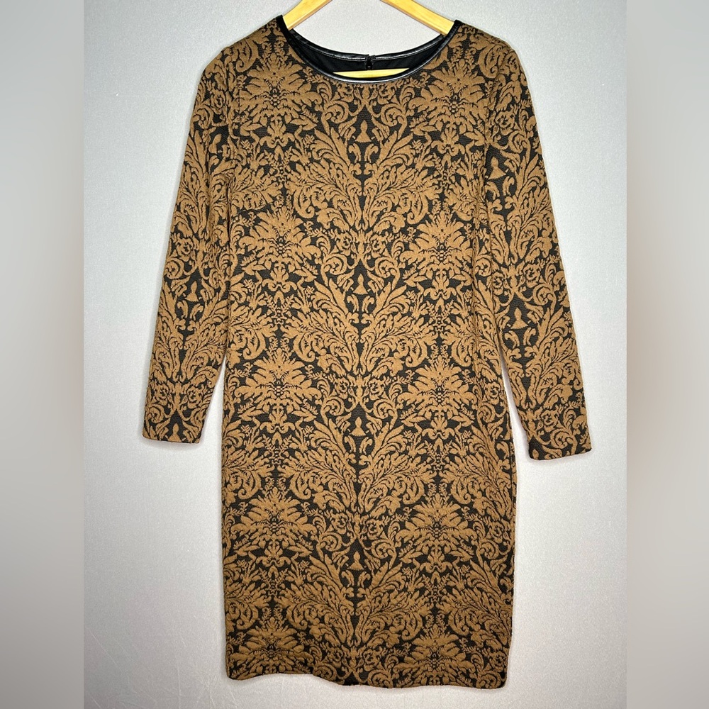 Vince Camuto Black and Brown Long Sleeve Dress